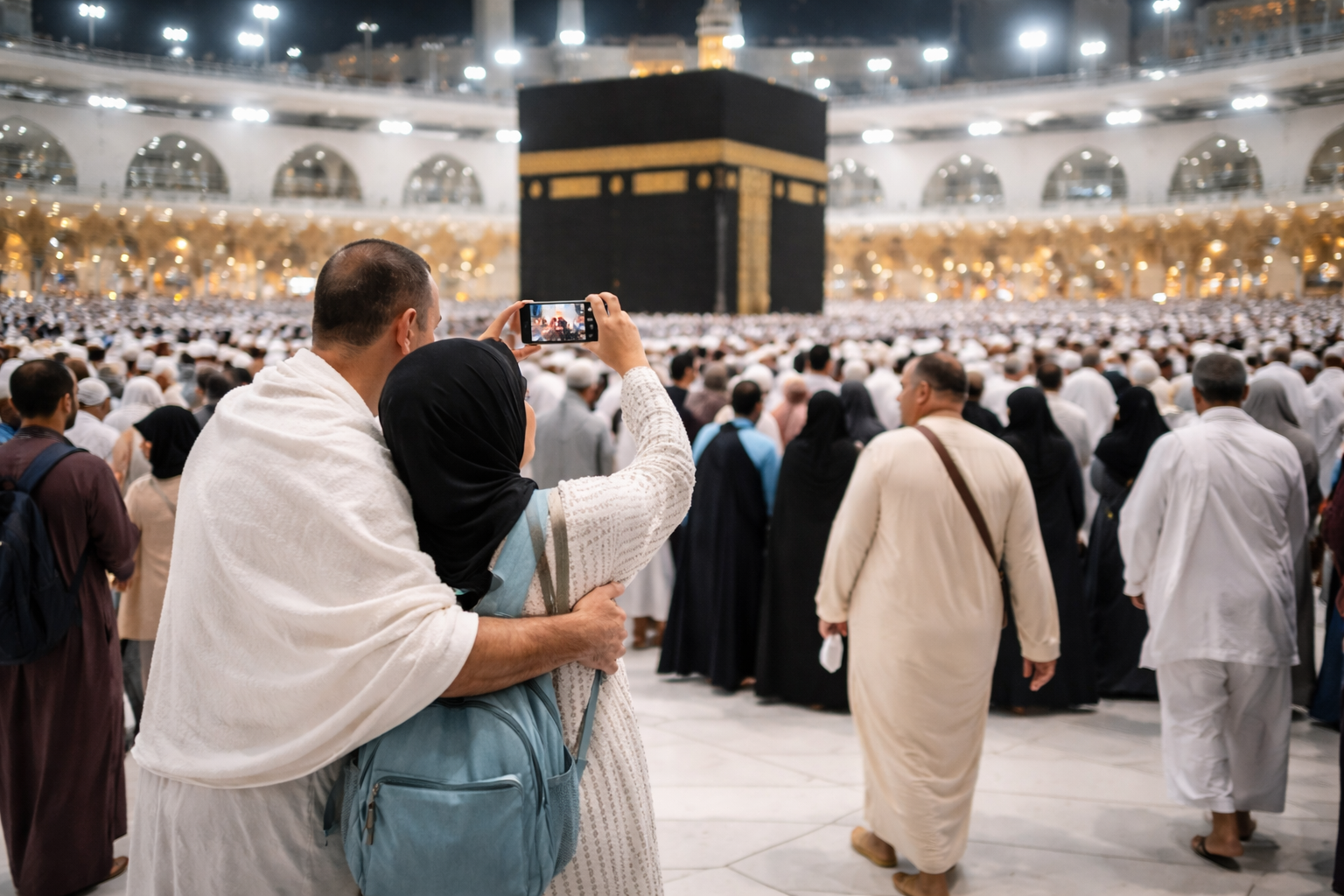 مشهد متداول لمعتمِرة تتعرض لدفع أثناء التصوير في الحرم يثير نقاشًا واسعًا حول السلوك داخل الأماكن المقدسة