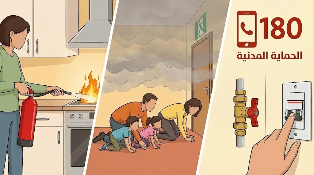 نصائح عاجلة من الحماية المدنية للتصرف عند حريق منزلي