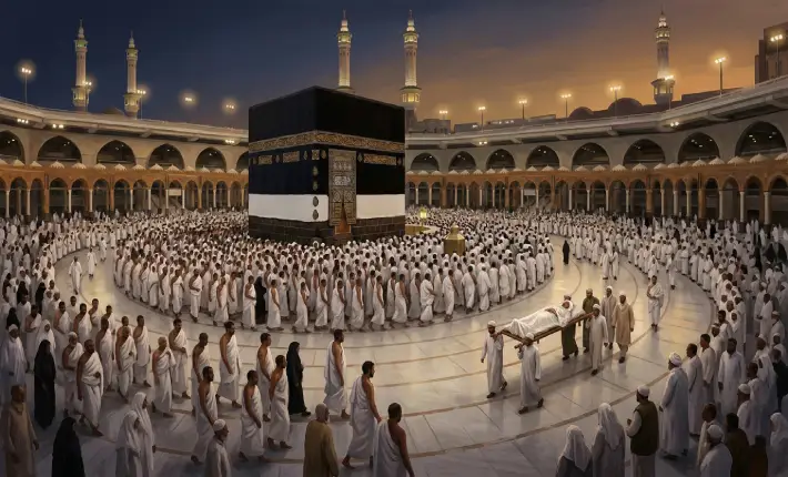حسن الخاتمة: مشهد مهيب لوفاة معتمر وهو يطوف حول الكعبة
