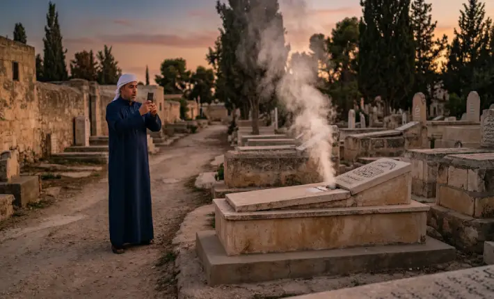 القصة الكاملة وراء فيديو خروج الدخان من القبر هل هي معجزة أم خدعة رقمية متقنة