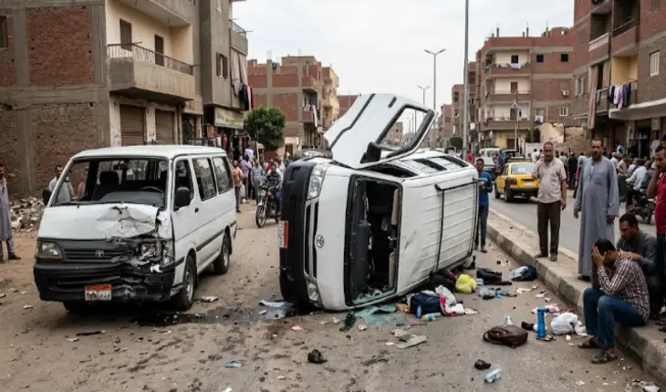 سباق الموت في ميت عقبة.. تهور سائقي الأجرة ينتهي بكارثة