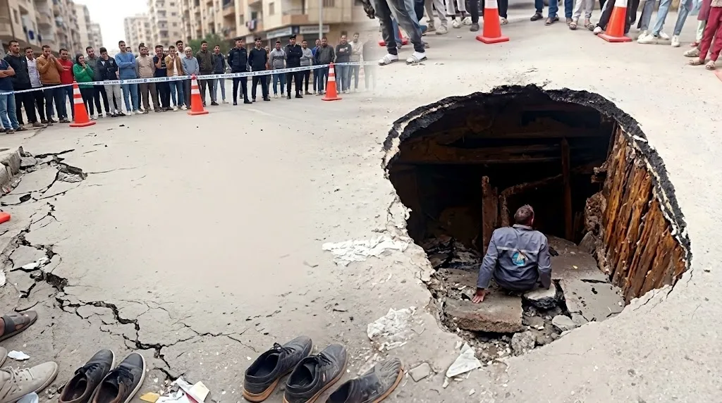 في لحظة رعب.. الأرض تنشق فجأة في شارع حسنين دسوقي بحدائق المعادي وتثير ذعر الأهالي!