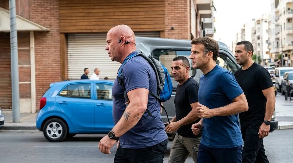 في مشهد يعكس أجواء الأمان  ..  الرئيس الفرنسي يمارس الرياضة في شوارع الإسكندرية