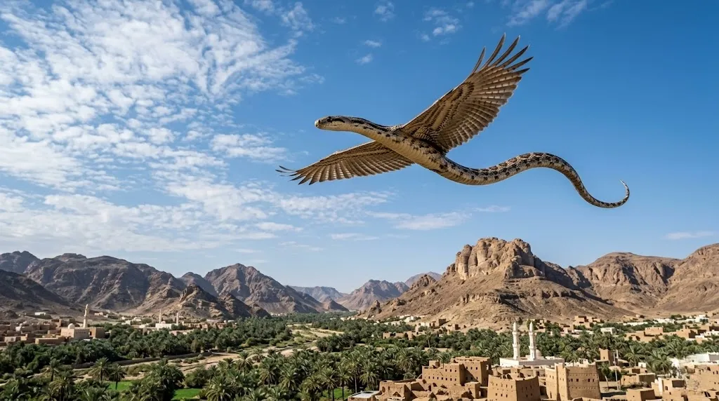 ثعبان طائر في سماء نجران يثير الرعب والدهشة في مقطع متداول.. هل هو حقيقي أم خدعة بصرية؟