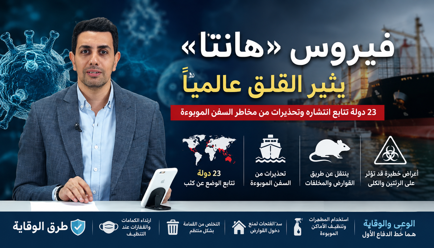 فيروس «هانتا» يثير القلق عالميًا.. 23 دولة تتابع انتشاره وتحذيرات من مخاطر السفن الموبوءة