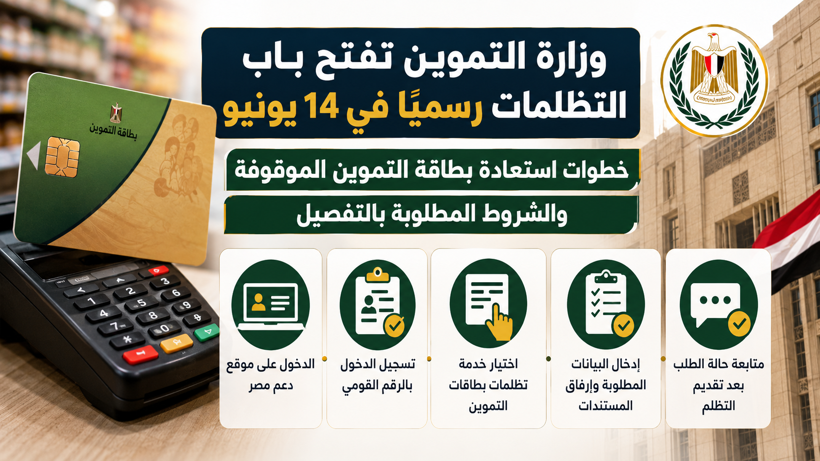 وزارة التموين تفتح باب التظلمات رسميًا في 14 يونيو.. خطوات استعادة بطاقة التموين الموقوفة والشروط المطلوبة بالتفصيل