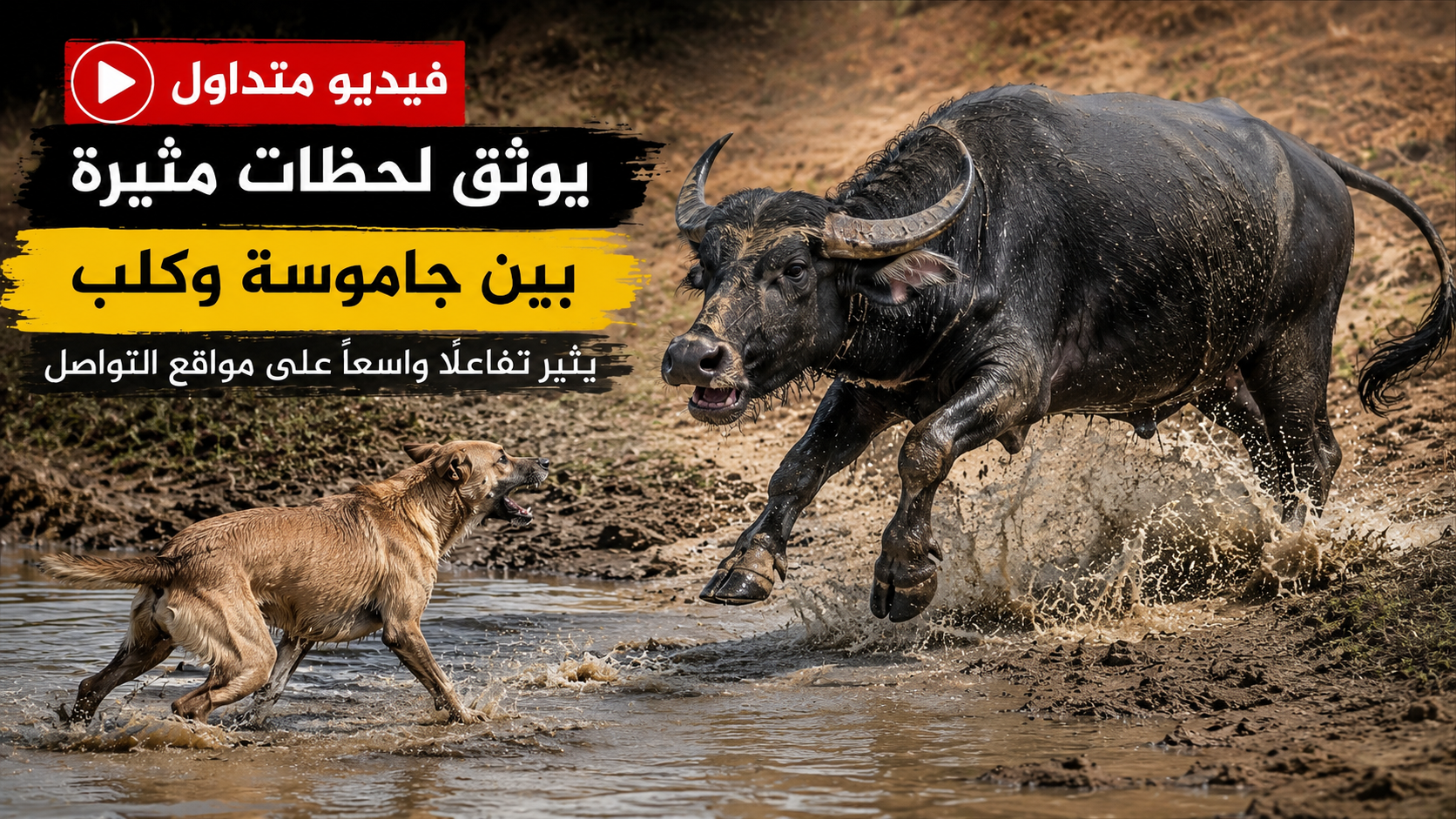فيديو متداول يوثق لحظات مثيرة بين جاموسة وكلب يثير تفاعلًا واسعًا على مواقع التواصل