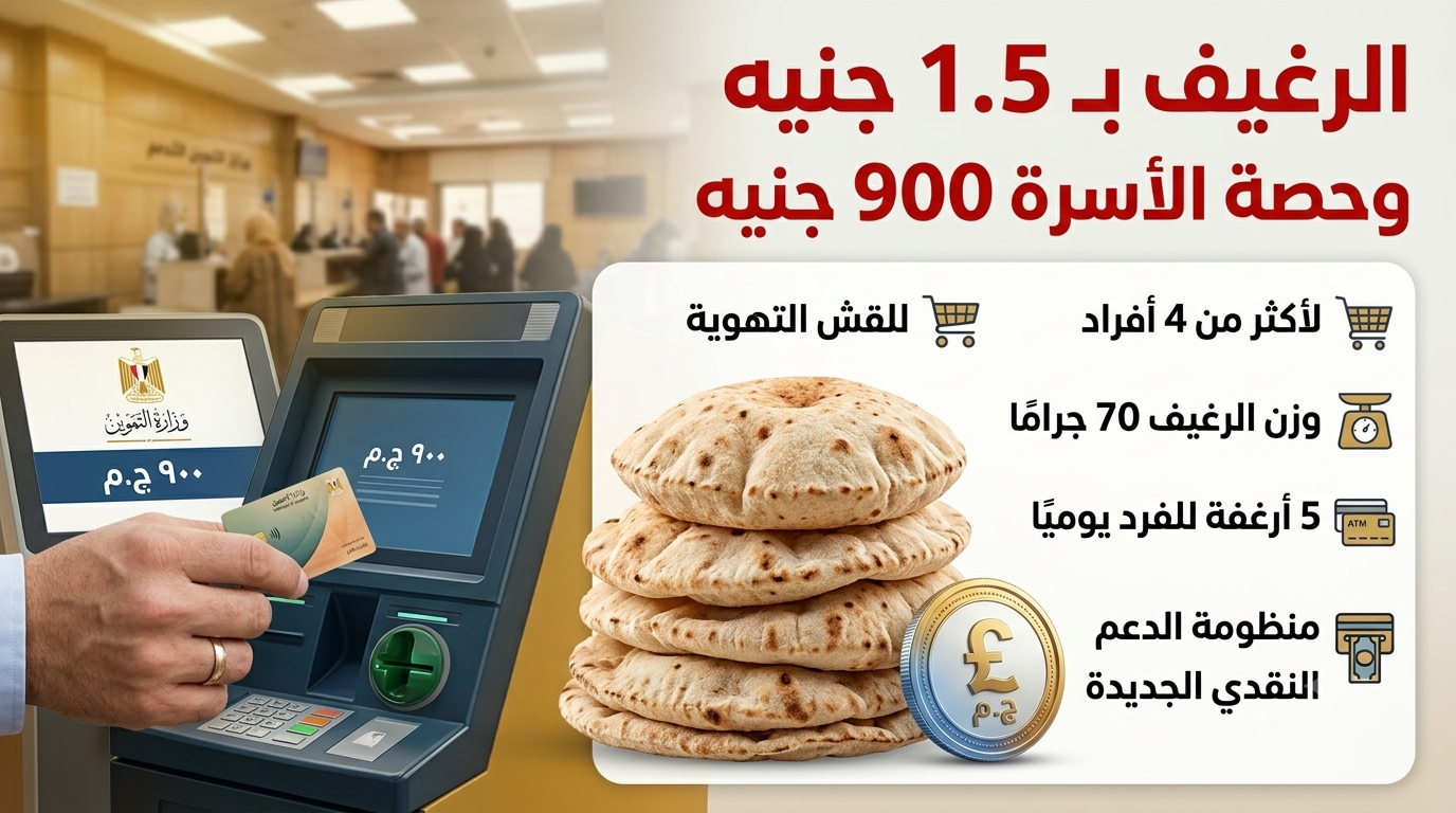 منظومة الدعم النقدي الجديدة: هل يصبح سعر رغيف الخبز 1.5 جنيه؟ وكيف ستحصل الأسرة على 900 جنيه شهرياً؟