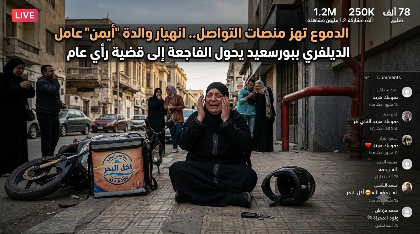دموع تهز منصات التواصل.. انهيار والدة “أيمن” عامل الديلفري ببورسعيد يحول الفاجعة إلى قضية رأي عام