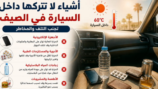 أشياء لا تتركها داخل السيارة في الصيف.. تجنب التلف والمخاطر