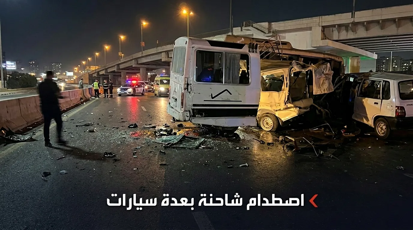 لقطات تحبس الأنفاس أعلى دائري السلام اصطدام شاحنة بعدة سيارات