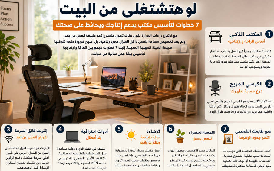 العمل من المنزل.. 8 خطوات لإنشاء مكتب يزيد إنتاجيتك